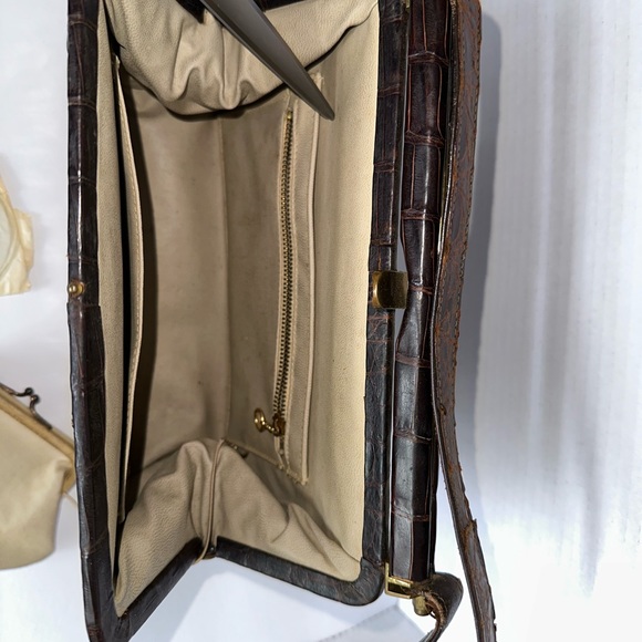 Vintage 1950s alligator brown bag - Picture 4 of 4